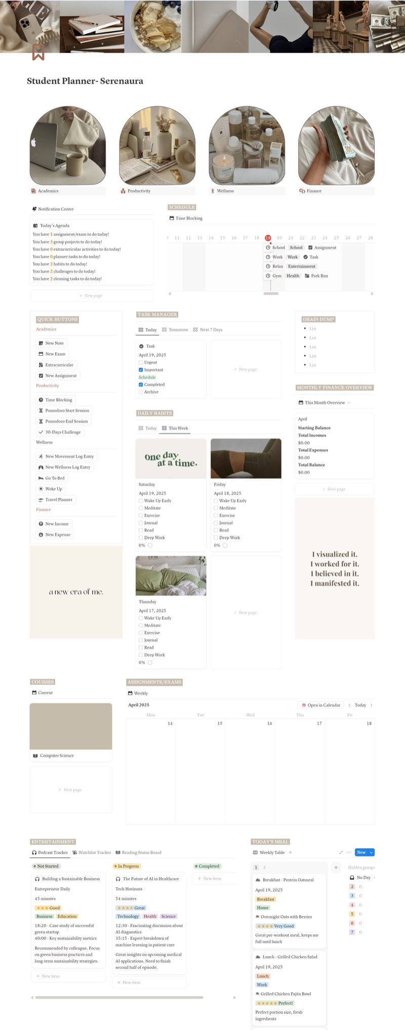 Student Planner template